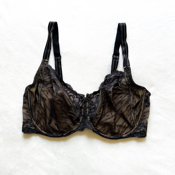 Chantelle Black and Beige Sheer Bra - 36DDDD - Picture 1 of 4